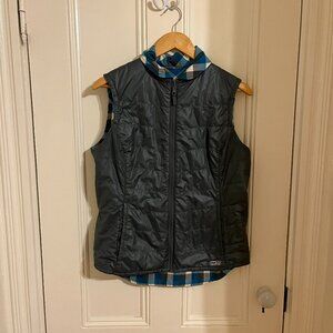 Helly Hanson EUC Reversible Plaid Gray Blue Puffer Vest Size S